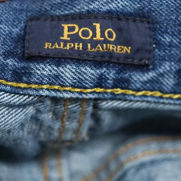 Polo Ralph Lauren Vintage Classic Fit Jeans Men 30x30 Blue Distressed Button Fly - Picture 4 of 13